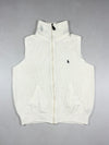 Vintage 90s Polo Ralph Lauren Cream Ribbed Knit Full-Zip Sweater Vest (M)