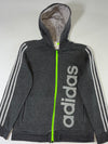 Adidas Grey 3-Stripes Neon Zip Full-Zip Hoodie (S)