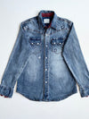 Vintage Buckaroo Blue Distressed Denim Western Shirt (S)