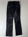 Vintage Black Leather Straight Fit Pants with Panelled Knees(W:30) (L:43)