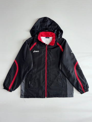Asics Full Zip Hooded Track Jacket – Black/Red (XL)