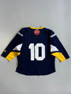 Inaria Central Printers Flames Canadian Ice Hockey #10 Colorblock Game Jersey Navy (L)