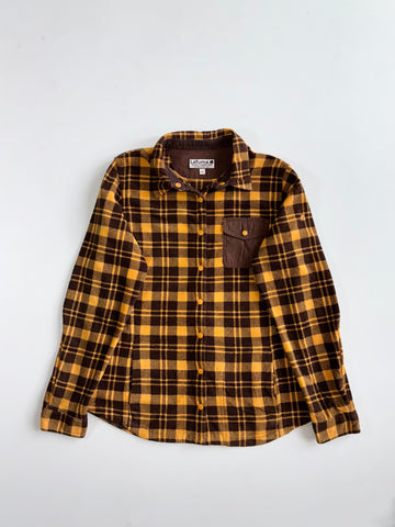 Lafuma Yellow & Brown Plaid Fleece Shirt Jacket Women’s (M)