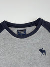 Abercrombie & Fitch Grey & Navy Moose Logo Raglan Long Sleeve T-Shirt – (XL)