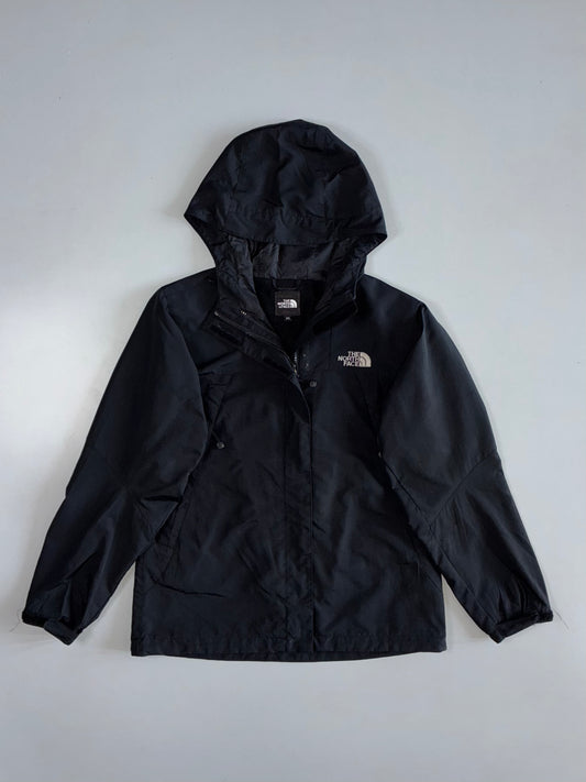 The North Face Waterproof Hooded Shell Jacket | Black Zip-Up Windproof Outdoor Mountain Coat (M)