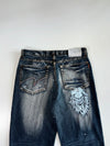 Vintage Distressed Dark Wash Baggy Jeans (W:30 |L:39)