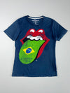 The Rolling Stones Brazil Tongue Graphic Tee - Navy (M)