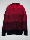 Chaps Ombre Textured Knit Button Mock Neck Sweater – Red/Black (M)