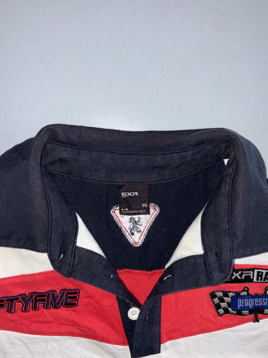 EXR Racing “Fifty Five Seconds” Long Sleeve Motorsport Polo — Navy/Red/Grey (M)