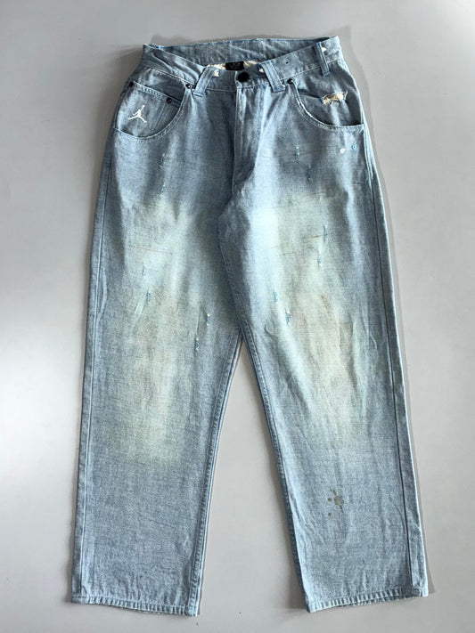 Jordan Brand 20th Anniversary Baggy | Distressed Denim Jeans (W28 |L:41)