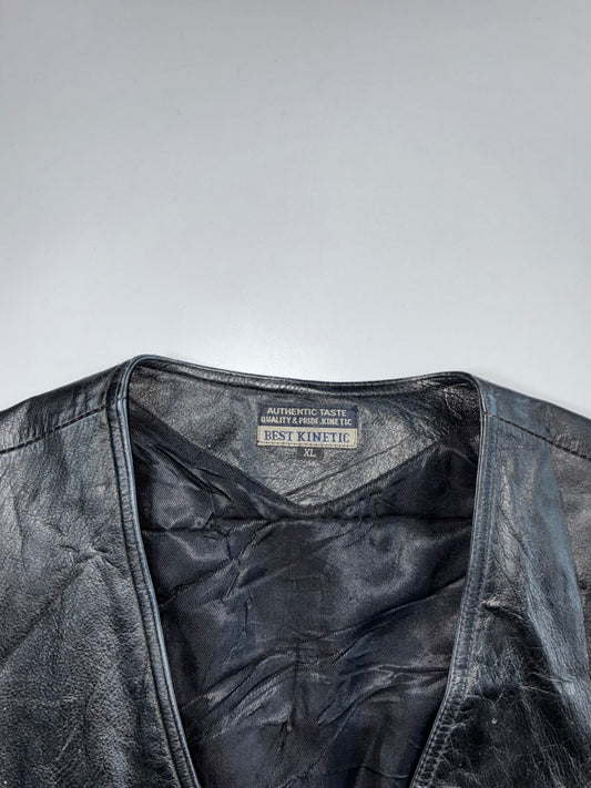 Best Kinetic Vintage Leather Biker Vest (M)