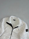 National Geographic White Sherpa Fleece Zip Jacket – Black Trim – Sleeve Patch (S)