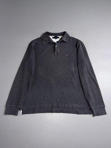 Tommy Hilfiger Charcoal Long Sleeve Polo Shirt (XL/2XL)