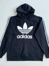 Adidas Originals Black Trefoil 3-Stripes Hoodie (L)