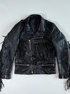 Fringe Rider Black Leather Moto Jacket (L)