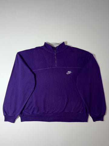 Vintage 90s Nike Purple Half Zip Sweatshirt, Made in Portugal (2XL/3XL)
