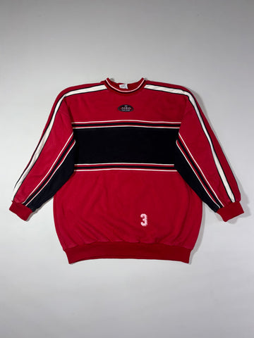 Vintage 90s Jako Team Sport Red Striped Sweatshirt (2XL)