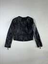 MNG | Black Genuine Leather Collarless Biker Jacket(S)