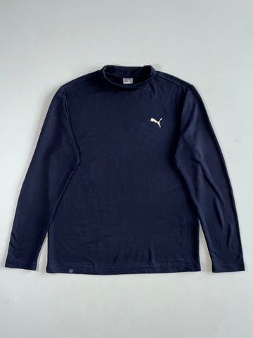 Vintage Puma Navy Mock Neck Long Sleeve Top (L)