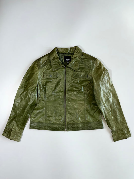 Mossimo Olive Green Premium Original Leather Jacket (L)