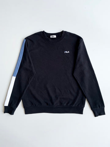 Fila Black Colorblock Sleeve Crewneck Sweatshirt – (XL)
