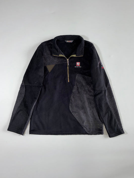 Black Yak Extreme Peak Embossed Patchwork Half-Zip Fleece – Black (S)