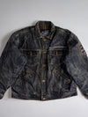 IGOR by Complices Vintage Black Denim Trucker Jacket Distressed Graphic Print Jean Jacket (3XL)