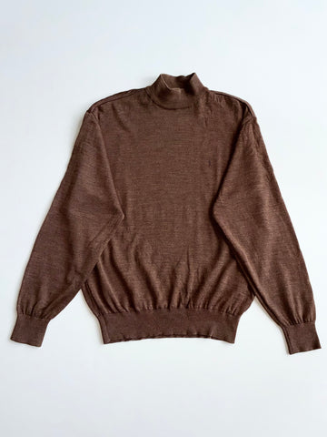 Vintage Yves Saint Laurent Pour Homme Mock Neck Knit Sweater – Brown (L)
