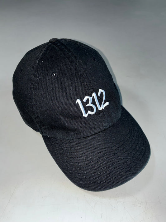 Sixblox “1312” Black Dad Cap – White Gothic Embroidery, 100% Cotton (Adjustable)