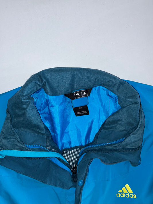 Adidas | Climaproof 3-in-1 Nylon Shell Jacket | Cyan Blue & Steel (L)