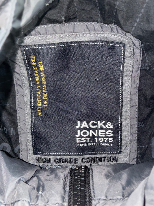 Jack & Jones Quilted Jacket Jack & Jones Grey Diamond Quilted Biker Jacket (L)