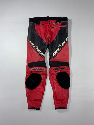 Büse Red & Black Armored Leather Motorcycle Racing Pants (W:37) (L:40)