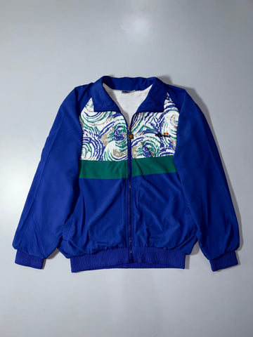 Ellesse Colorblock Windbreaker Jacket – Royal Blue/Green Abstract Print (L)