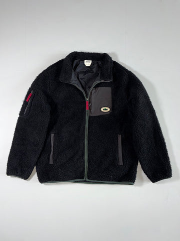 Jeep Black Sherpa Fleece Full-Zip Jacket with Contrast Chest Pocket (L)