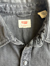 Levi’s Black Denim Western Snap Shirt – “Love” Embroidery (S)