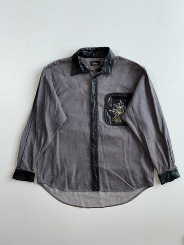 Y2K Simpson Australia Faux Leather Trim Shirt  Pu leather blend (L)