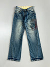 Authentic Tailored Denim Dragon Graphic Embroidered Straight Jeans (w- 28)