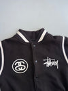 Stussy Worldwide Varsity Jacket  Black Cotton Bomber Style with City Print (L)
