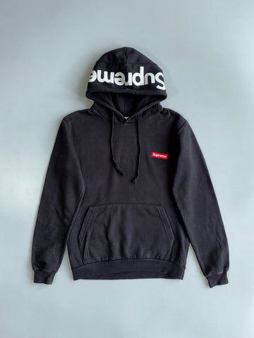 Vintage Supreme Big Logo Black Pullover Hoodie Made in USA (S)