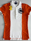 Ralph Lauren Colorblock Rugby Polo #3 RLC Skinny Fit – Orange/White (XS)
