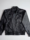 Vintage Leather Bomber Jacket – Black Snap-Cuff (M/L)
