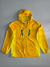 Adidas Climaproof Yellow & Neon Teal Accent Hooded Windbreaker Rain Jacket (L)