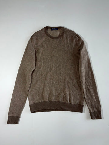 Polo Ralph Lauren | Brown Twill Knit Crew Neck Sweater | (M/L)