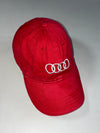 Audi Official Red Cap – White Four Rings Embroidery (Adjustable)