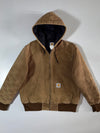 Carhartt Active Hooded Jacket Tan Duck Canvas, Quilt Lined (M)