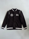 Stussy Worldwide Varsity Jacket  Black Cotton Bomber Style with City Print (L)