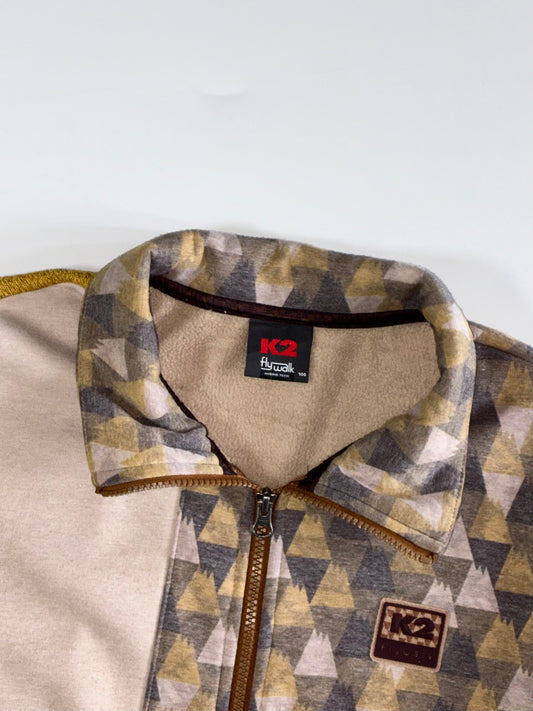 K2 Flywalk Hybrid Tech Geometric Print Fleece-Lined Zip Jacket – Mustard/Tan (S)