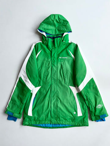 Vintage Columbia Green White Hooded Ski Jacket (XL)