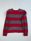 Chaps Classics Red & Grey Striped Cable Knit Sweater (M)