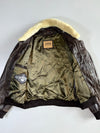 Vintage Redskins Leather Flight Bomber Jacket | Shearling Collar Detachable| G-1 Style (XL/2XL)